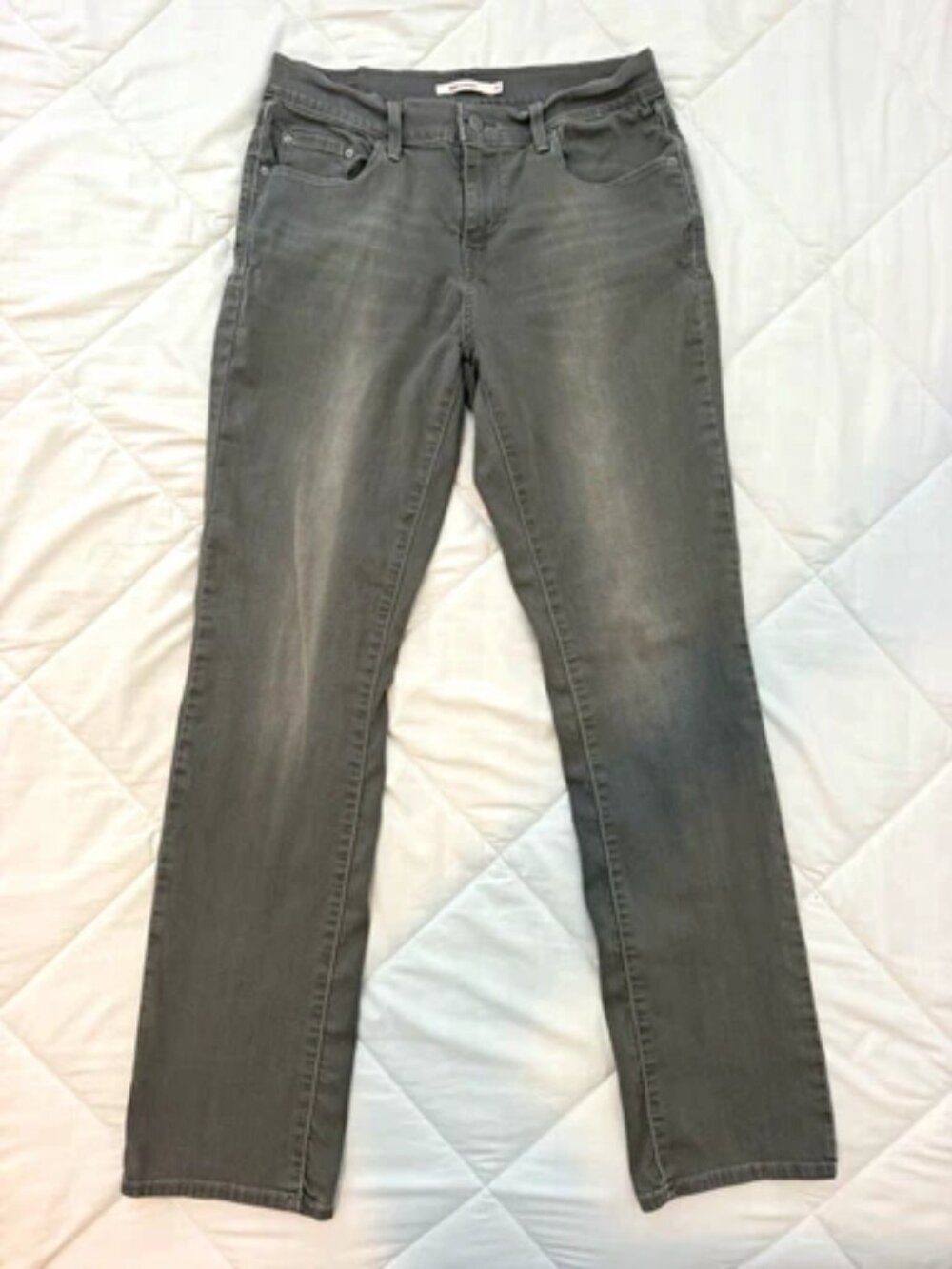Levis 505 Straight Leg Jeans Womens Size 28 Washed Gray Stretch Denim Pants 👖